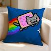 PixelArt Cartoon NNyan CCat  Square DoubleSided Printed Pillow Case Bedroom Bedside Pillow Sofa Cushion Cover