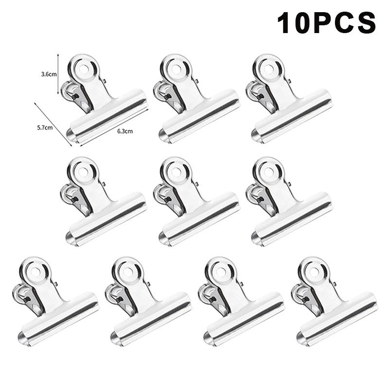 10pcs Heavy-Duty Stainless Steel Food Bag Sealing Clips - Air-Tight, Reusable Multipurpose Clips For Kitchen, Office, School