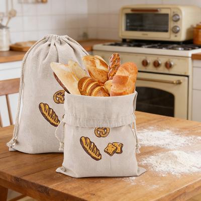1PC Drawstring Bag For Loaf Homemade Artisan Bread Storage Bag Linen Bread Bags For Baguette Bread Sling, Reusable, Non-stick