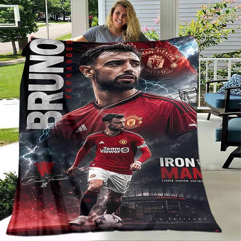 1pc Blanket - Manchester United FC logo Print Design, Lightweight Blanket for Sofa, Bed- Soft &Warm, Gift for All Seasons