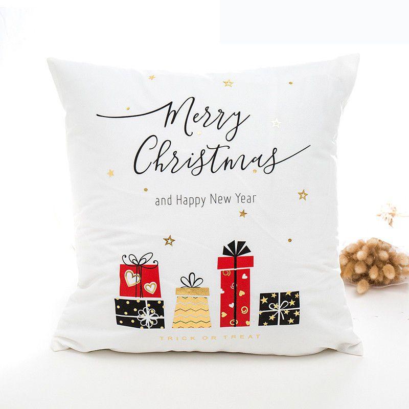 Elegant Christmas Pillow Case Glitter Cotton Linen Sofa Throw Cushion Cover For Home Decor