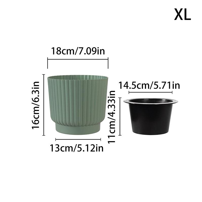 Lazy Self Watering Plastic Flower Pot Double Layer Hydroponics Green Plants Bonsai Pot Vases Succulent Potted Home Office Decor