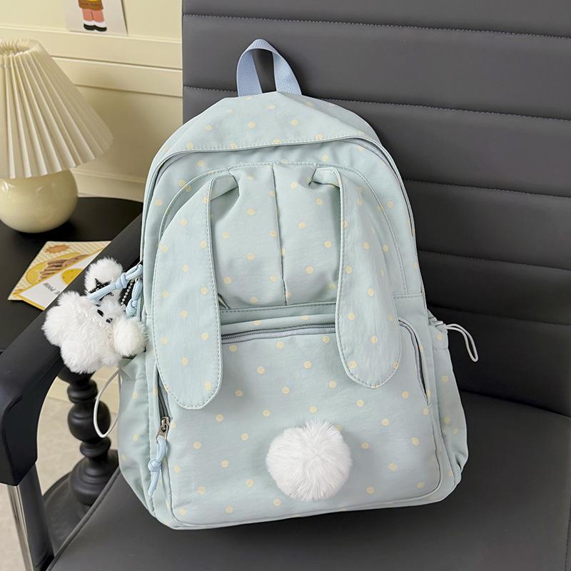 Schoolbag High Value Polka Dot Rabbit Ears Backpack for Primary and Secondary School Students Class Schoolbag Cute Large Capacity Lightweight Travel