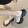 Fashion French toed Slippers Summer New Outdoor Shoes Fashion pearl slippers Thick soled open toed Flip-flops sandals Zapatos Mujer
