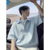 Men Vertical Stripe Short Sleeve Button Down Shirt Oversized Casual Lapel Shirt for Men