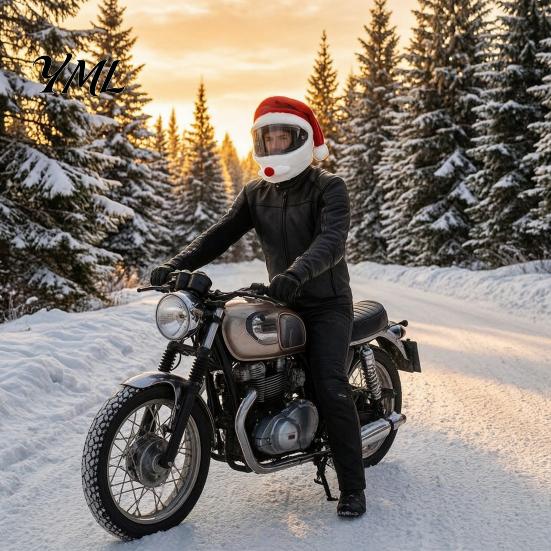 Soft Helmet Hat Christmas Santa Motorcycle Cover, Plush Claus Cycling Decoration for Decoration, Xmas Holiday Accessories Men Cover