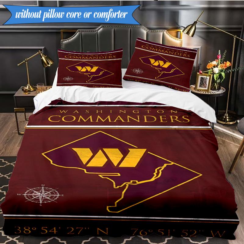 Washington Commanders Map 3pcs Bedding,Including 1pc Duvet Cover And 2pcs Pillowcases Perfect for Christmas,Ideal for Bedroom, Dormitory