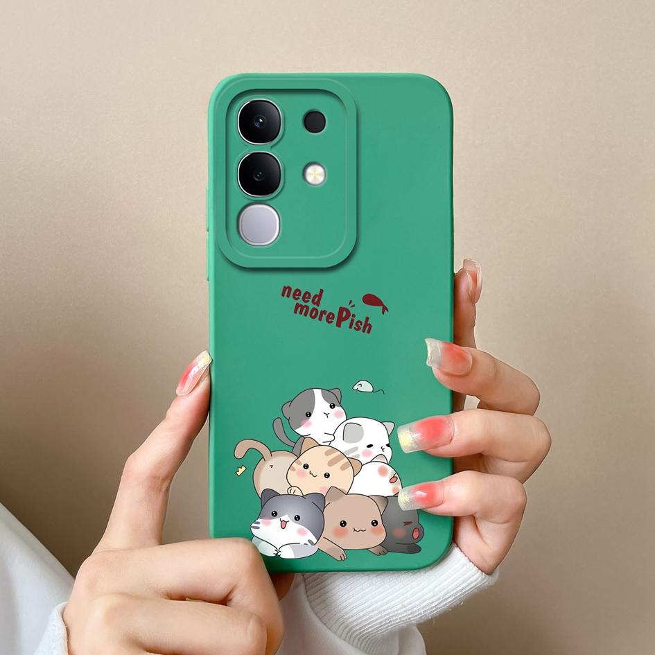 New Case For Vivo Y19S V30 V40e V50 Y04 T4x iQOO Z9s Y29 Y29S Y39 S19 Pro V40 Lite(IDN) Lovely Owl Kitten Slim Silicone Shockproof Shell For Vivo Capa