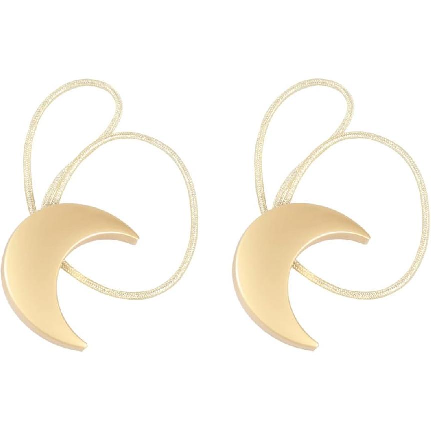 Magnetic Curtain Tiebacks Alloy Moon Curtain Holdbacks Silver/Gold Curtain Tie Backs Curtain Clips Ropes -Set of 2