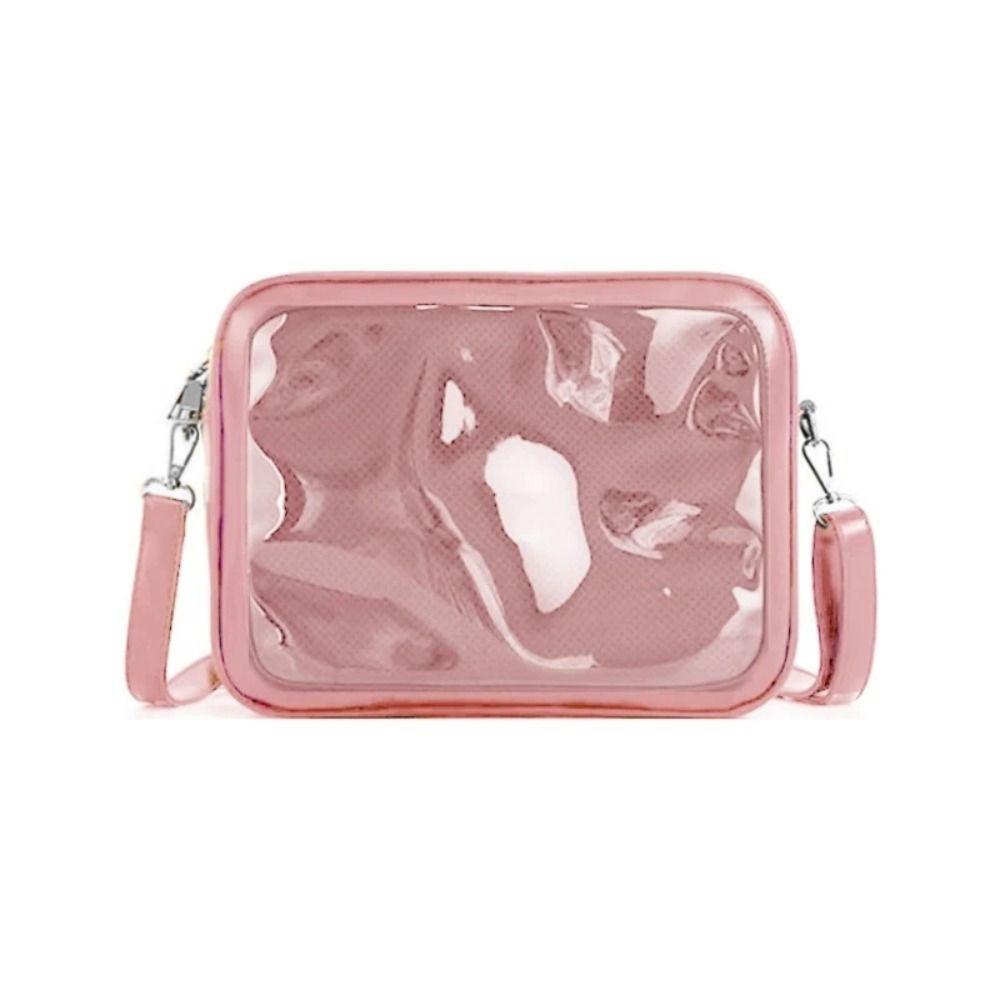 PU Solid Color Itabag Zipper Bag Shoulder Bag Casual Transparent Bags  Women