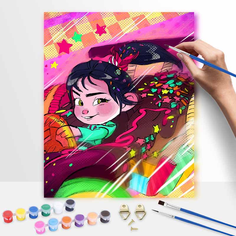 Disney oil painting Vanellope handmade diy art painting home decoration 30x40cm