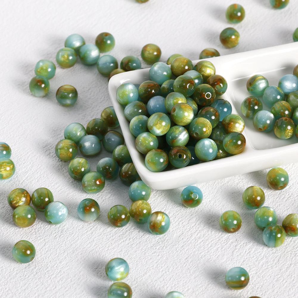 Retro Style Gilded Resin & Acrylic Beads for DIY Jewelry Crafting