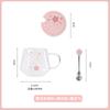 Sakura Glass Water Cup, Heat-resistant Tea Cups, High Aesthetic Mug, Spoon with Lid, Home Office Milk Coffee Mugs, Holiday Gift