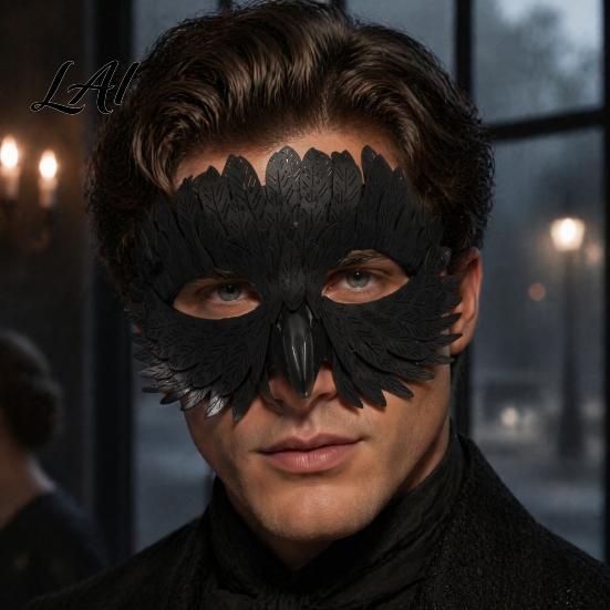 Unique Masque for Comic Exhibition Bird Masquerade Masque Iridescent Half Face Feather Halloween Cosplay Supplies Men Women with 3D Beak Costume