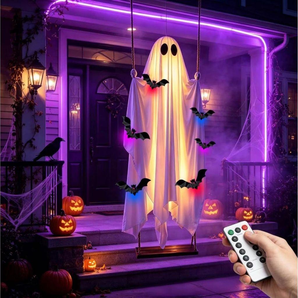 Halloween Geist Hängende Schaukel Dekoration Mit Fernbedienung LED-Lichtern Für Außenbereich Garten Und Hof