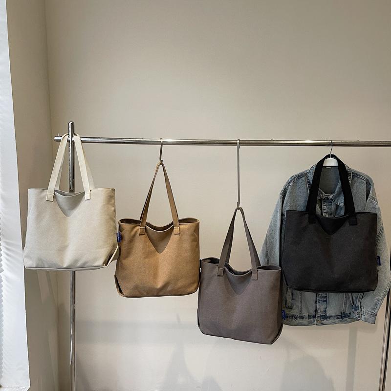 Hand Bill Schulter Große Tasche Canvas Tasche Damen Tasche Große Kapazität Mode Tasche Künstlerische Einfache Einkaufstasche