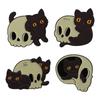 Unique Skeleton Cats Theme Metal Pin Creative Gift Mysterious Black Cats Jewelry For Gothic Culture Lovers