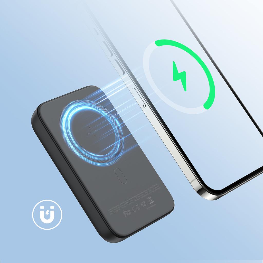 Mini Powerbank 10000mAh Magnetisch mit QC PD USB USBC Ladegerät Schwarz