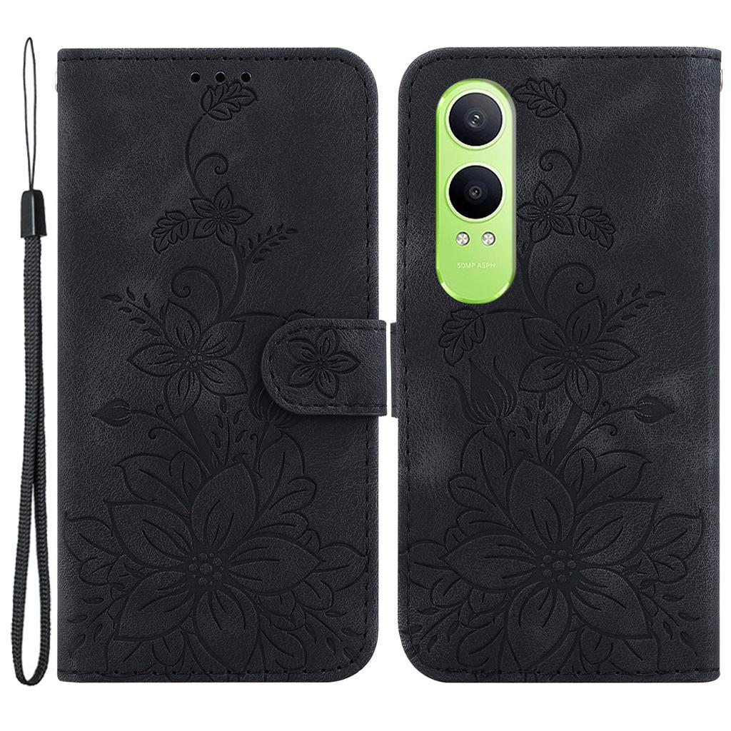 For OnePlus Nord CE4 Lite 5G/Oppo K12x 5G (China) Wallet Case PU Leather Phone Cover Flower Imprinted