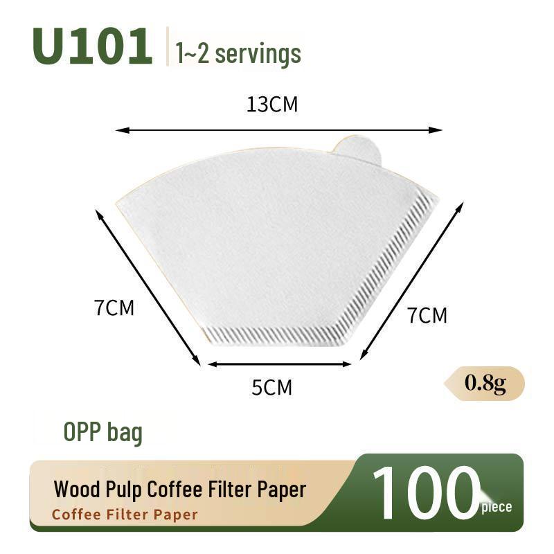 V60 Fan-shaped Raw Wood Pulp Coffee Filter, 100 Sheets, Hand Drip Disposable