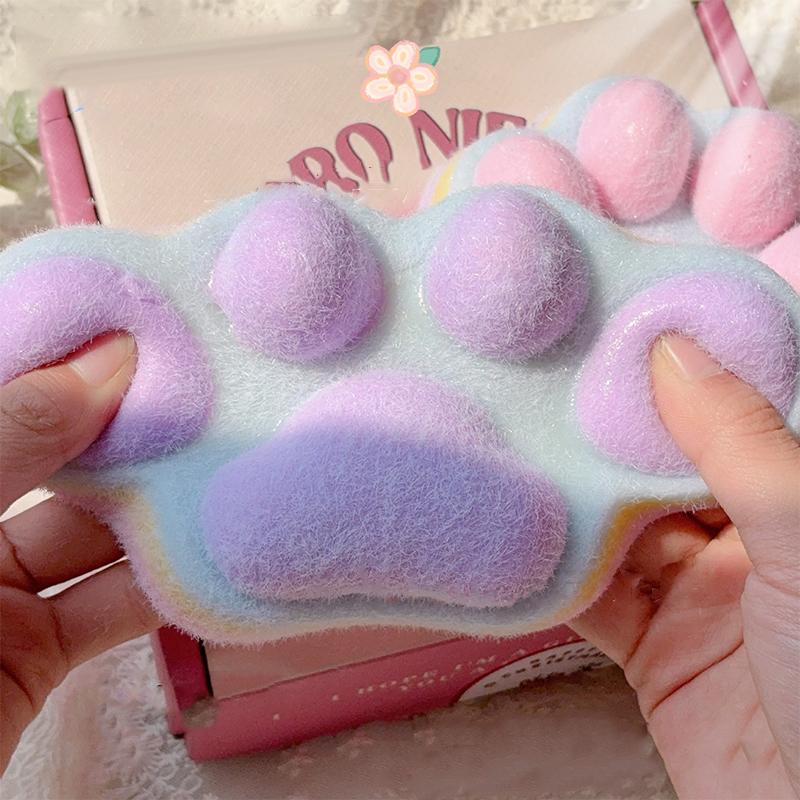 Niedliche Jumbo Squishy Beflockte Katzenpfote Stressabbau Spielzeug Extra Groß Sensorisches Fidget Spielzeug für Kinder Erwachsene Angst Entspannung