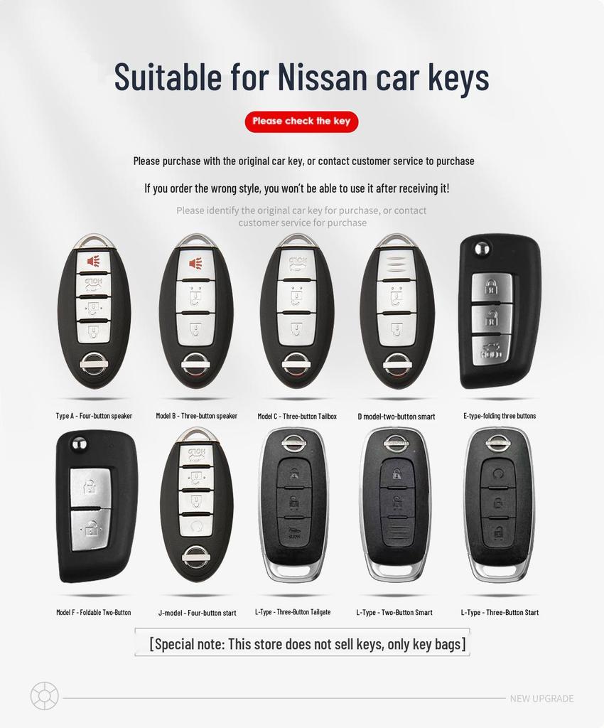 Nissan Key Case: Fits Dongfeng, Sylphy, Qashqai, Tiida, Kicks, Bluebird - Folding Car Protective Cover
