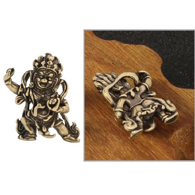 Mahakala Statue Antique Bronze Brasses Tibetan Small Hanging Ornament Sacred Protectors of Dharma Buddhism Sculpture Gift