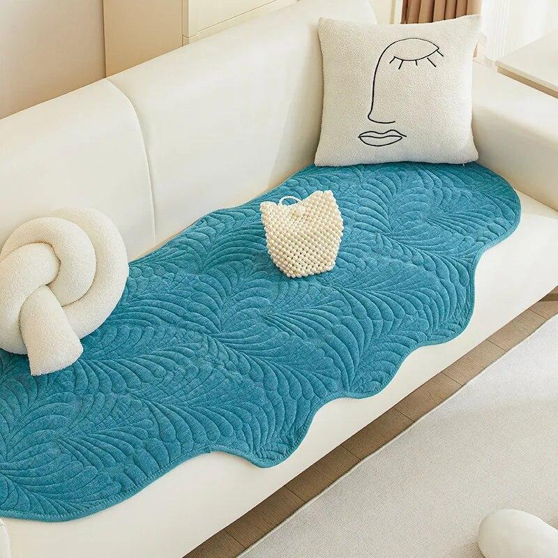 Cojín Universal para sofá, funda de chenilla con hojas para sofá, toalla para sofá de cuatro estaciones, Protector de funda de sofá de Color sólido para sala de estar