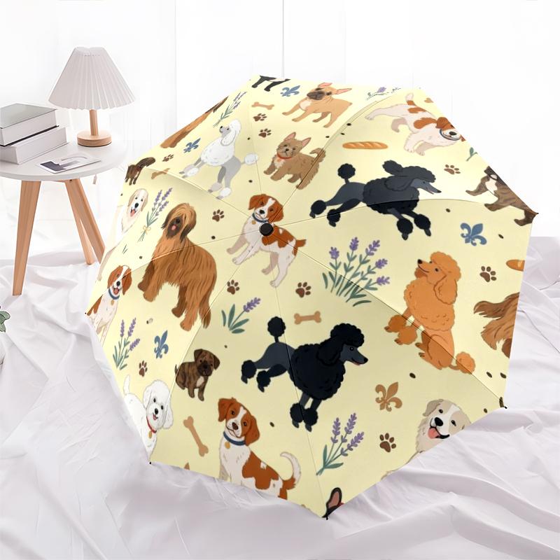 1 PC Automatic Folding Umbrella - Cute Dog Pattern, Portable & Foldable Design with 8 Ribs, Christmas Birthday Gifts