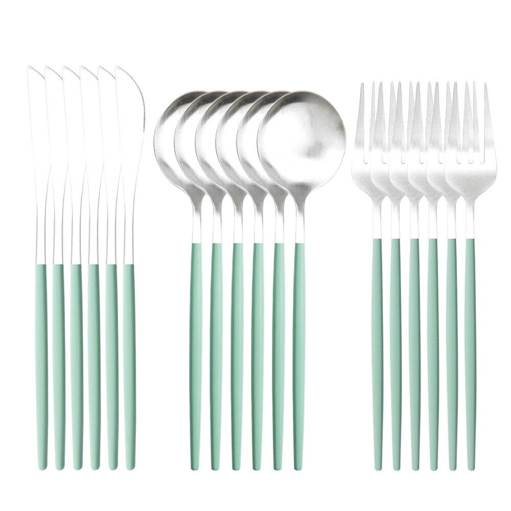 18pcs Colorful Cutlery Set Tableware Set Stainless Steel Dinner Knife Fork Spoon Matte Polishing Dinnerware Set