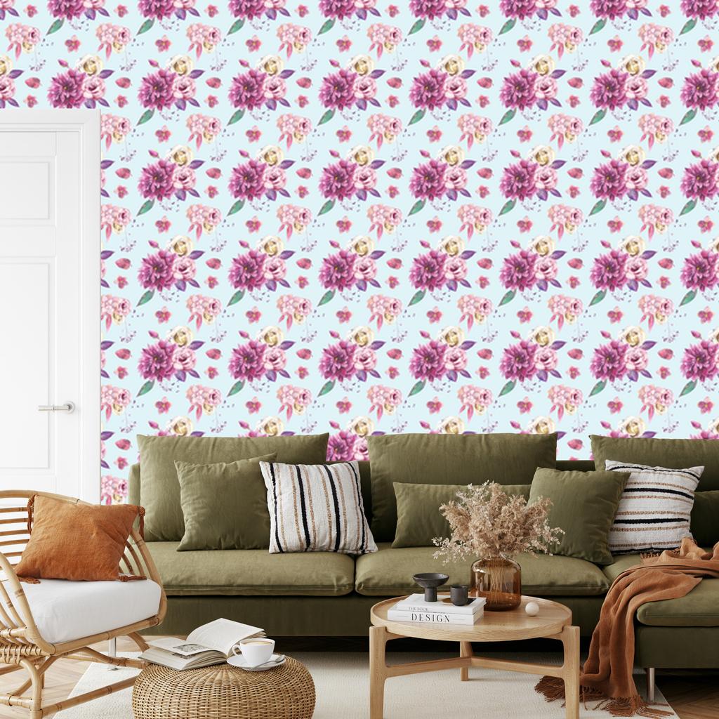 Wallpaper Bouquet of Flowers in Vintage Style for Living Room and Bedroom 50x1000