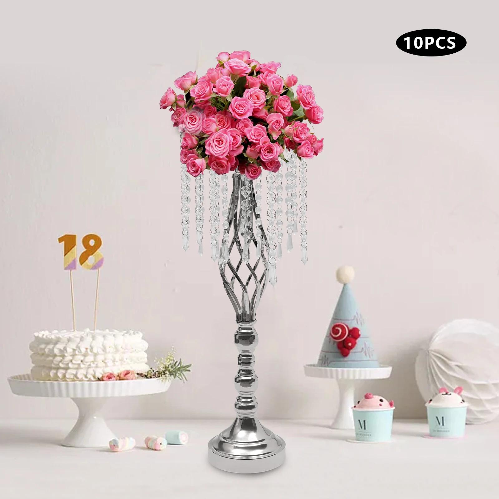 

10 Pcs Crystal Flower Stand Wedding Centerpieces for Tables, 21.7in/55cm Tall Elegant Metal Flower Arrangement Stand United States