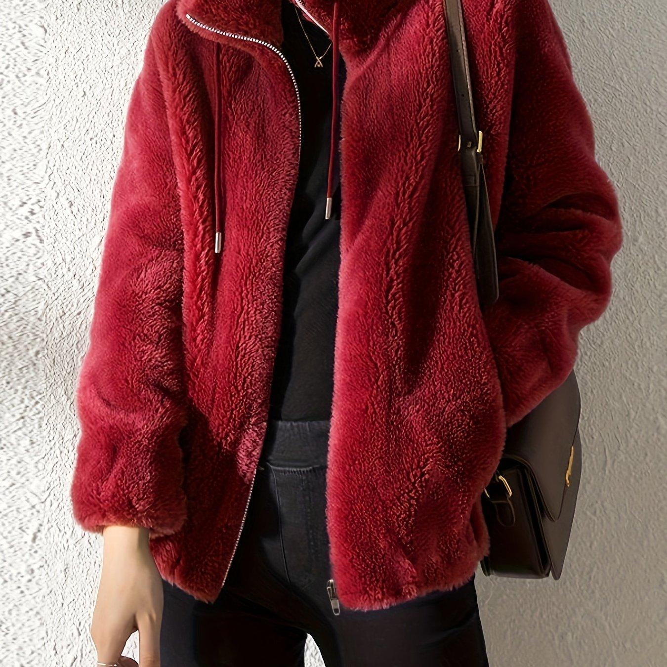 

Autumn And Winter Plaid Lamb Fleece Jacket With Pockets, Button Plush Jacket XXXL червоний