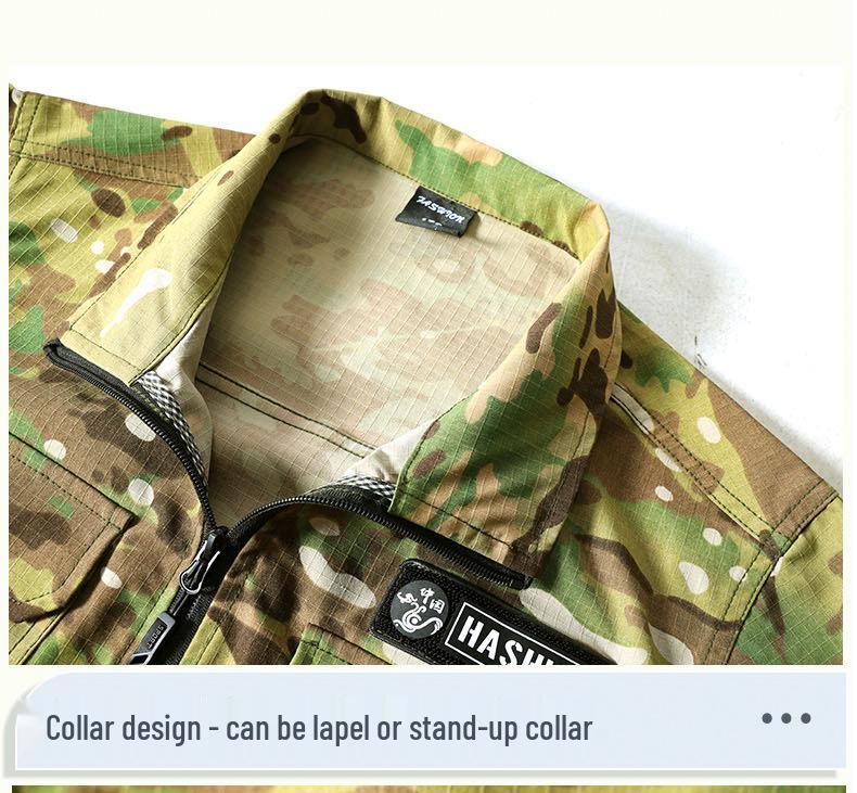 Men's Durable Camouflage Workwear Set: Wear-Resistant, Tear-Resistant, Dirt-Resistant Overalls for Outdoor, Auto Repair, and Labor Protection.