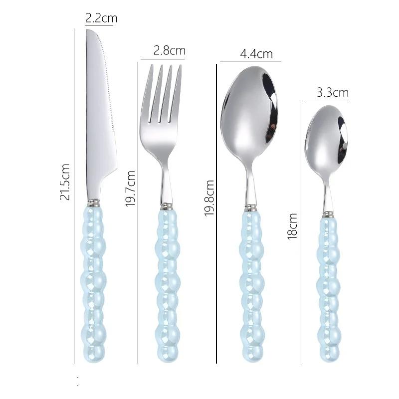 4Pcs Pearl Cutlery Set Tableware 304 Stainless Steel Wedding Home Dinnerware Knife Fork Spoon For Creativity Gift