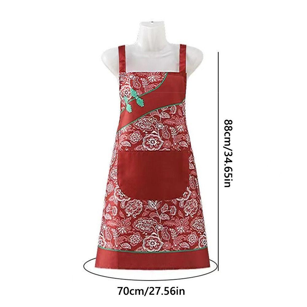 Cheongsam Style Women Flowers Apron Oil-proof Chef Aprons Sleeveless Overalls  Kitchen Use