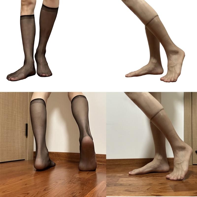 Mens Sheer Business Dress Socks Long Over the Calf Dress or Work Socks Nylon Dress Socks Knee Highs Dress Socks Gifts