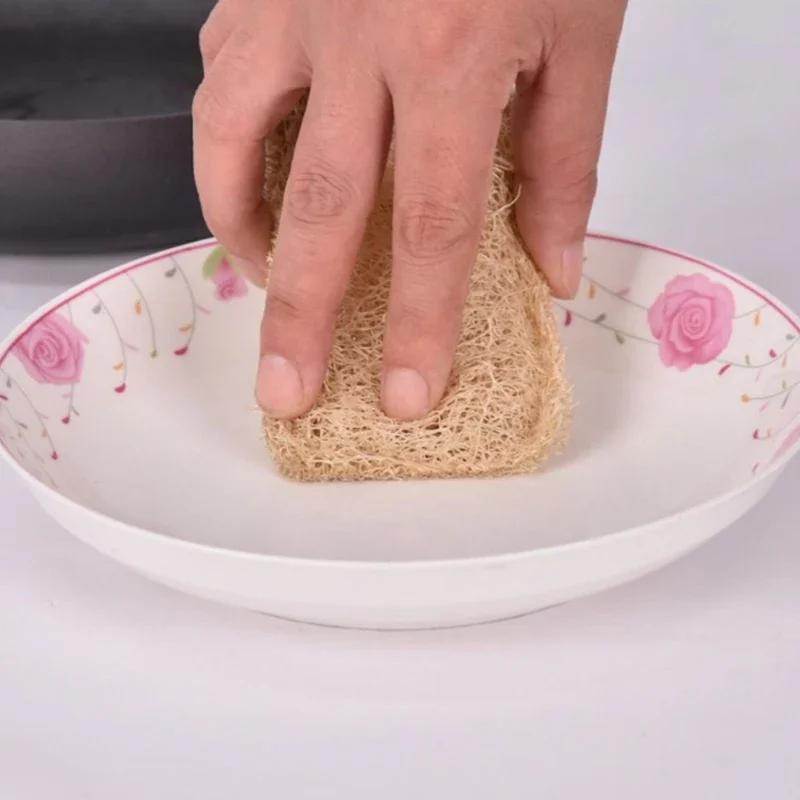 1-10PCS Loofah Dish Towel Does Not Hurt The Pan Sponge, Oil Stain Removing Cloth, Silk Gourd Pulp Pan Brush Hot