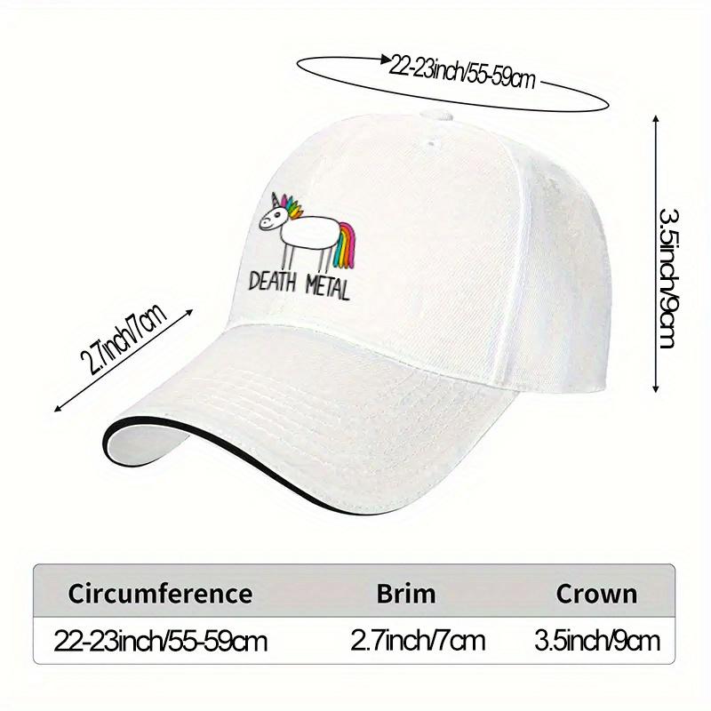 Death Metal Unicorn Funny Graphic Baseball Cap Unisex Polyester Adjustable Casual Cap