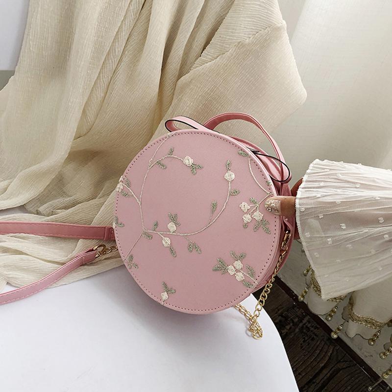 Buy Women Lace Round Messenger Bag Sweet Handbags PU Leather Crossbody