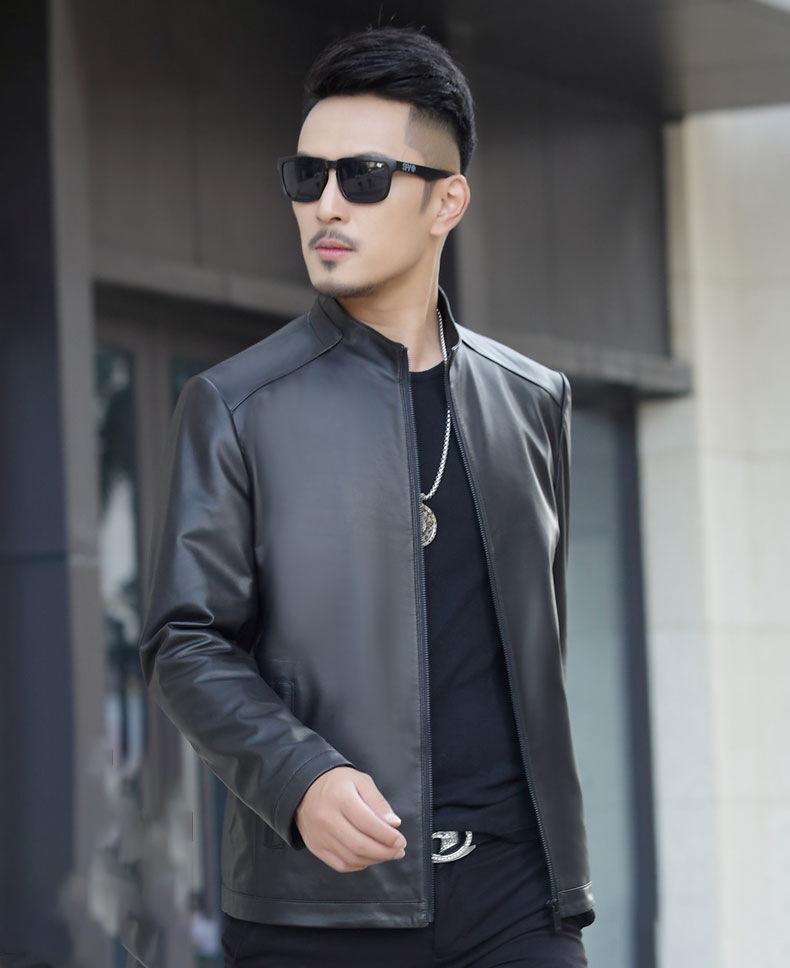 Leather jacket men's spring and autumn stand-up collar genuine leather jacket men's cowhide casual thin top layer cowhide leather jacket for men