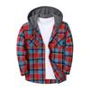 Men's Flannel Plaid Button-Up Shirt Jacket with Hood for Casual Outdoor Wear