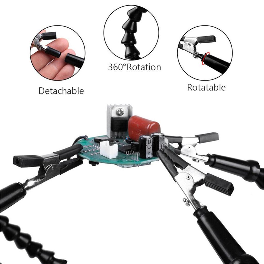 Multi Soldering Helping Hand Tool Table Clip Third Hand Soldering Stand Welding PCB Holder Flexible Arm Soldering Tool 11.8 Inch / 3.5+14.6 Inch