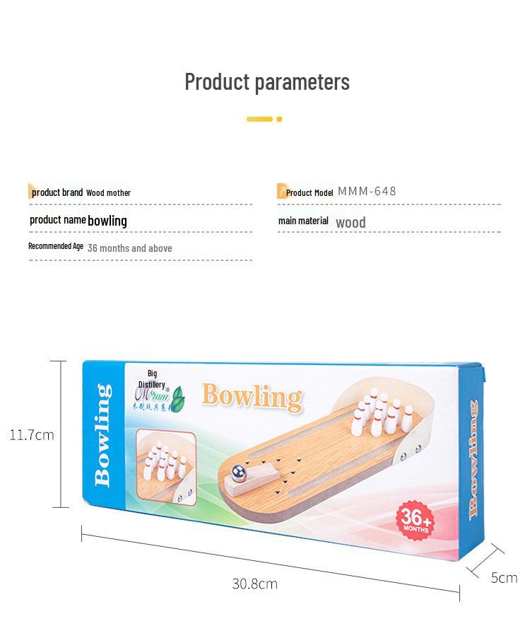 Wooden Mini Bowling Game for Kids: Interactive Tabletop Toy for Infants and Toddlers