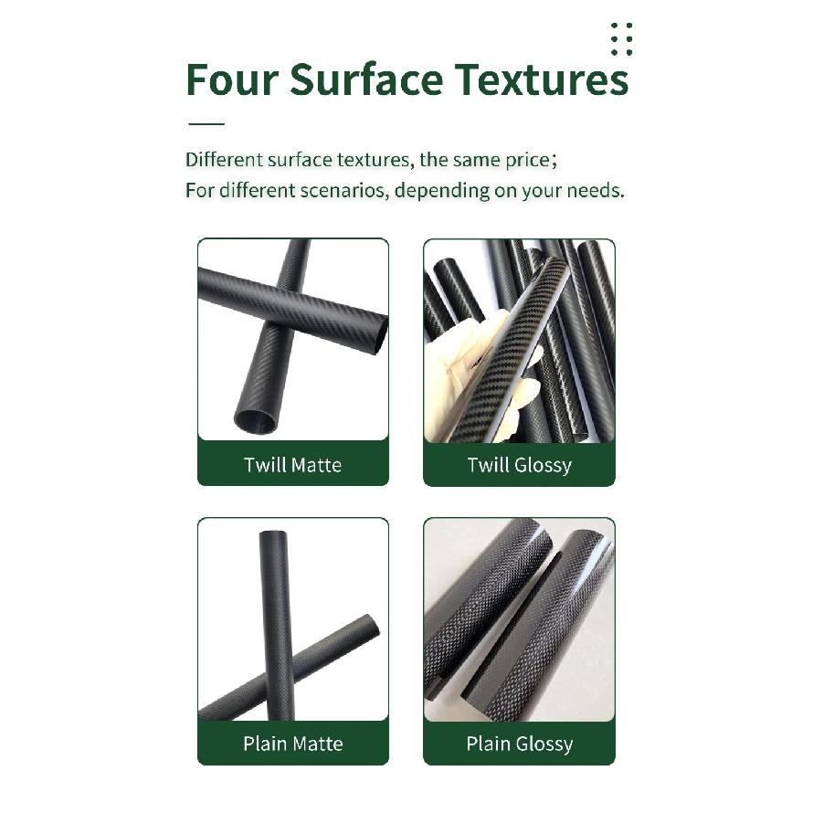 1pcs 1000mm Lengt Carbon Fiber Tube OD18-35mm High Hardness Composite Material 3K Twill Matte for Plant Protection Aircraft Part