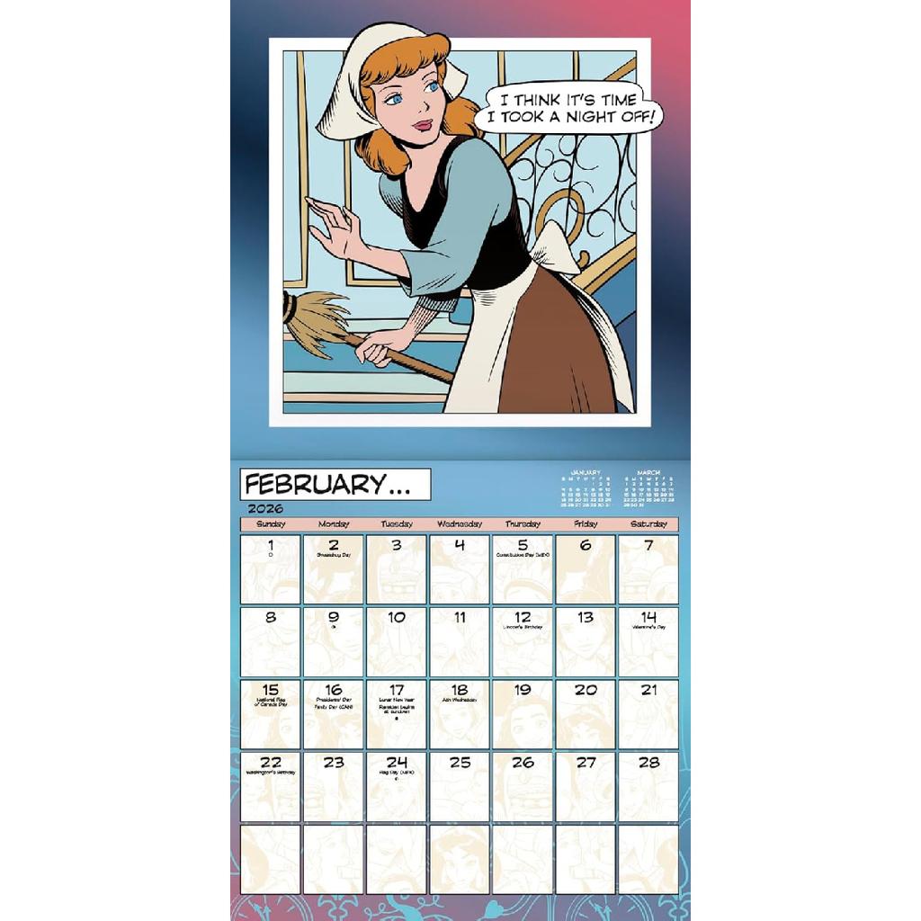 Disney Princess Calendar 2026 - Deluxe 2026 Princesses Wall Calendar Bundle with Over 100 Reminder Stickers Featuring Ariel, Belle, Cinderella, More