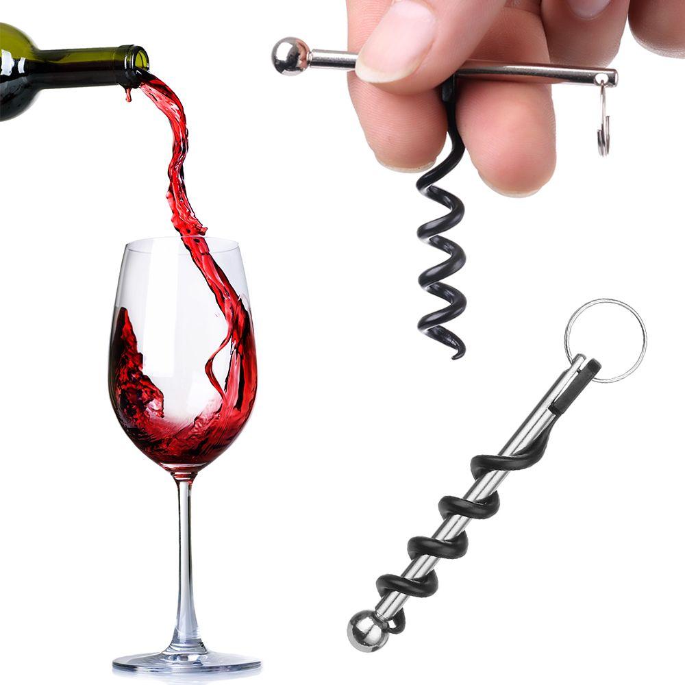 Tragbarer Schlüsselanhänger Edelstahl Korkenzieher Korkenzieher Drehstab Rotwein Flaschenöffner