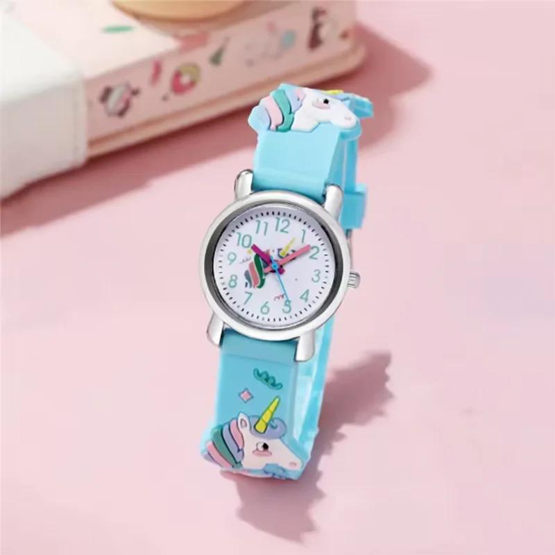 Cute Unicorn Pattern Children's Cartoon Watch Silicone Children's Watch Boys and Girls Cute Cartoon Quartz Watch