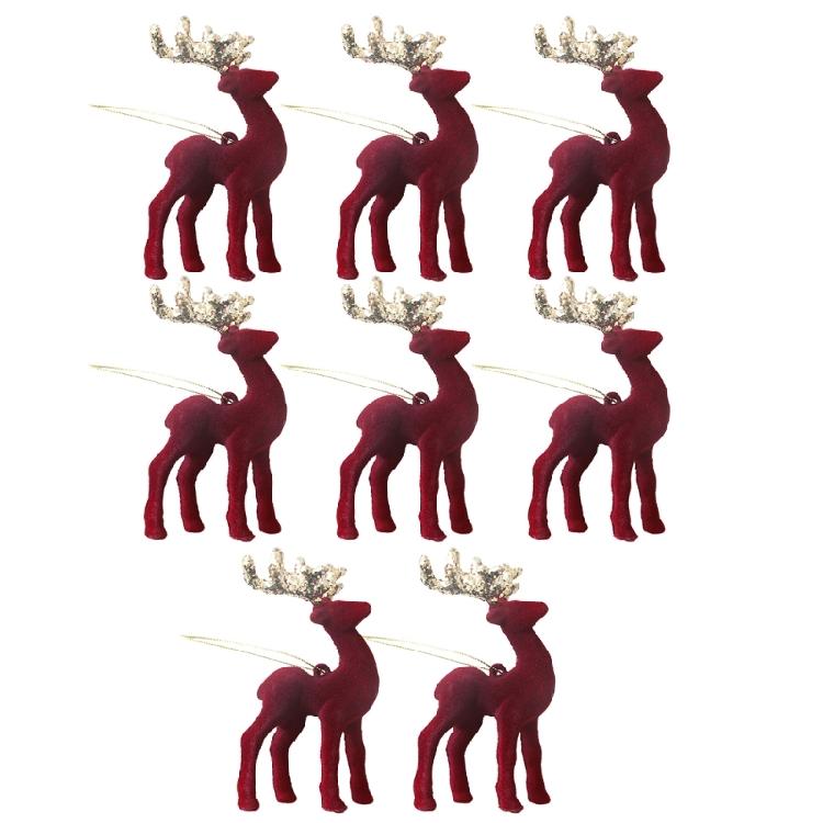 Set of 8 Festives Reindeers Hanging Baubles Tabletop Decoration Deer Shaped Figurines Ornament Holiday Accessories