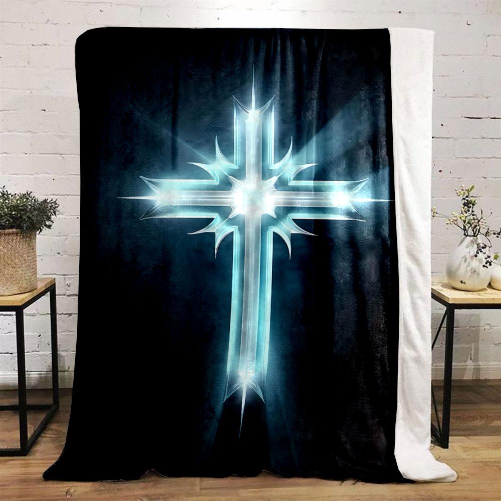 Glowing Cross Blanket Printed Blanket for Living Room Bed Couch lunch break Soft Cozy Blanket for Friend's festival Gift